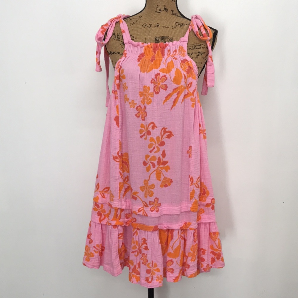 Free People Fleur Tunic Petal Combo Swing Dress Swim Beach Cover Up Size Small - Picture 3 of 9